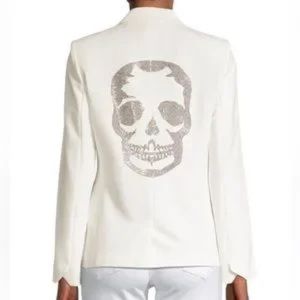Zadig & Voltaire Viva Crystal Skull Blazer in White/Cream Size 40